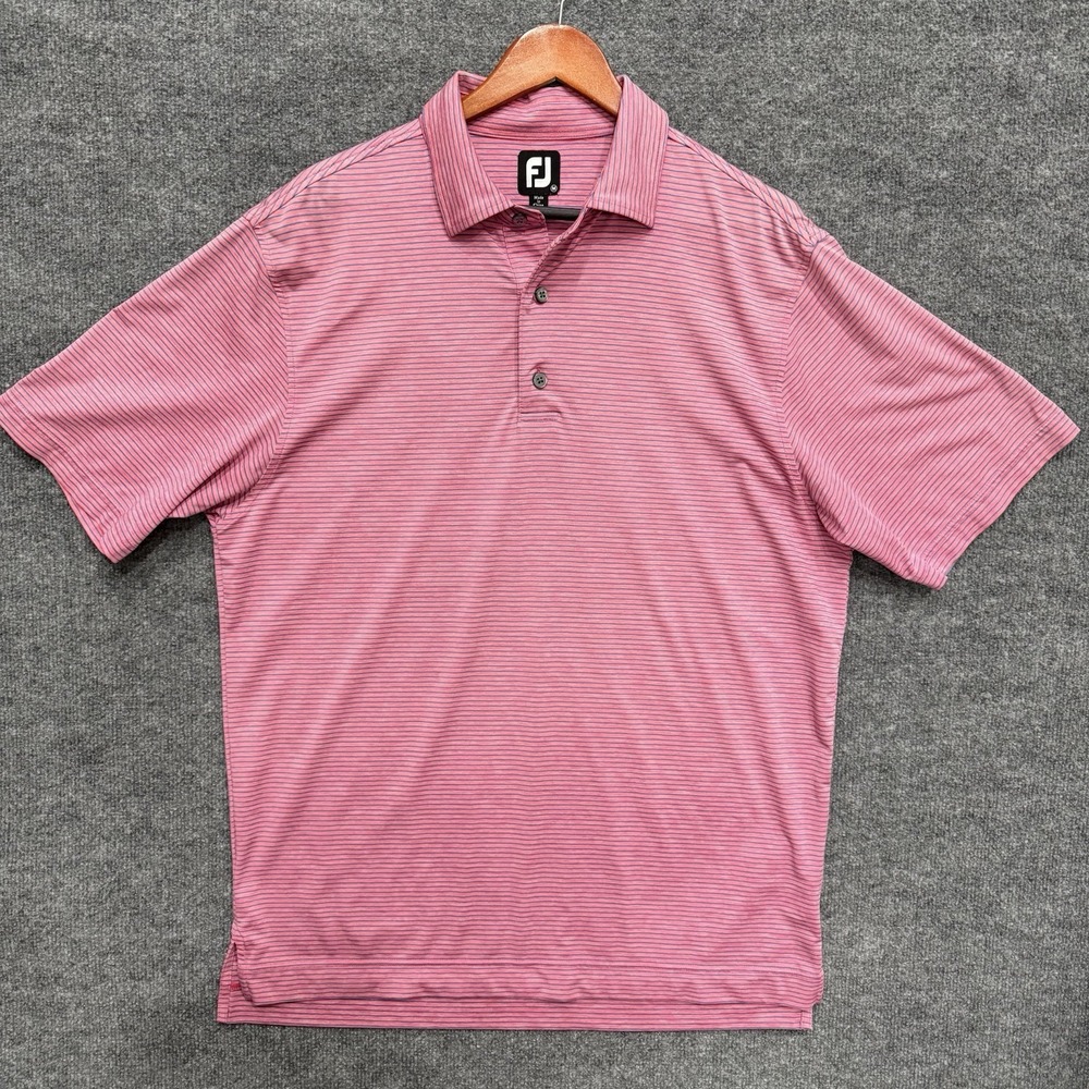 FootJoy ProDry Golf Polo Shirt Men's Medium M Pink Blue Pinstripe Striped FJ
